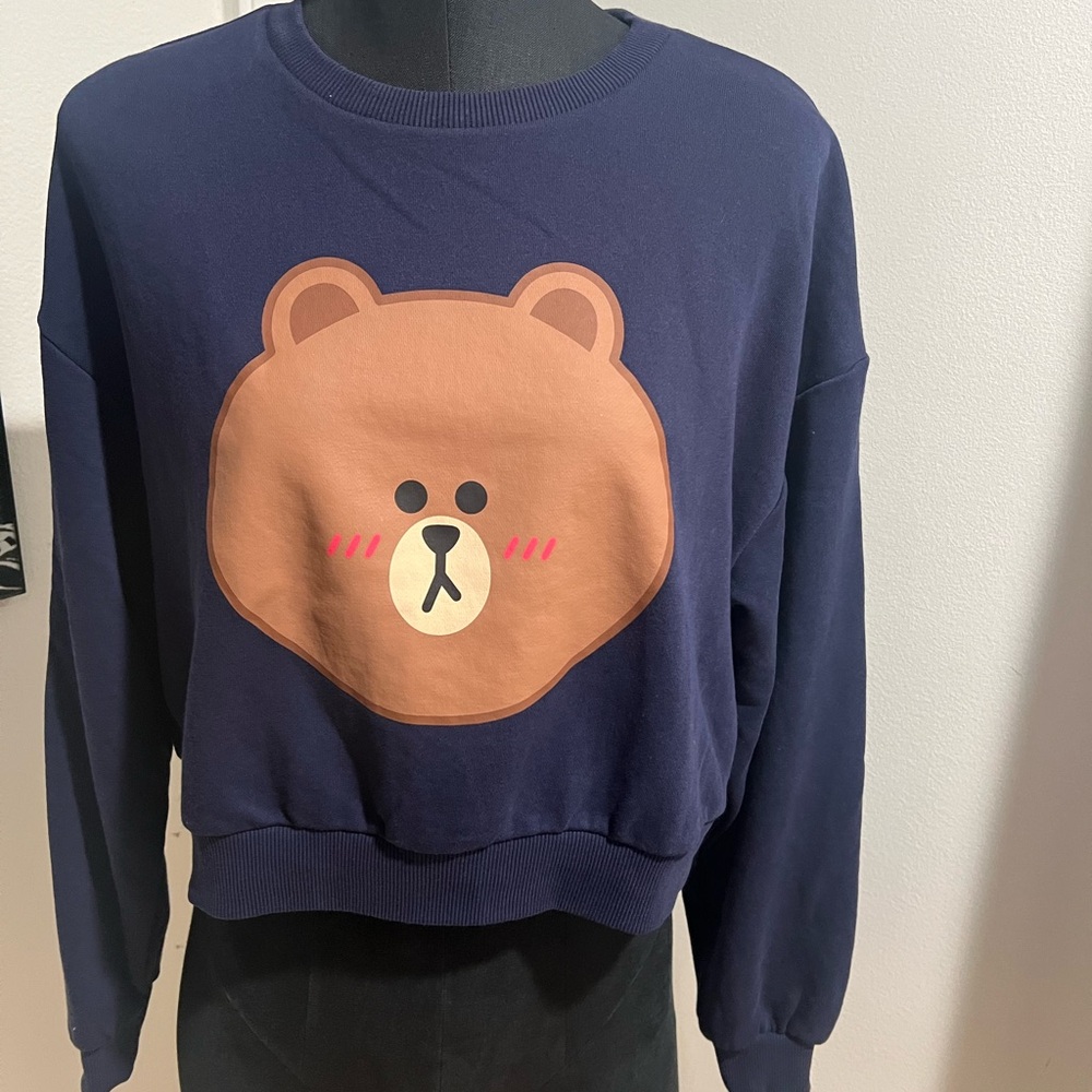 Brown Bear Graphic Navy Sweater